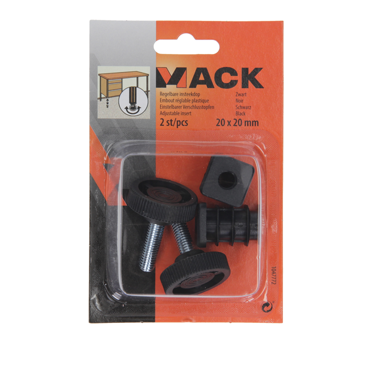 Chargez l'image dans la visionneuse de la galerie, Mack 1047772 - regelbare insteekdop zwart 20 x 20 mm 2 st pcs | 6 stuks