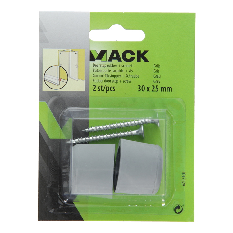 Afbeelding laden in galerijviewer, Mack 1047629 - deurstop rubber + schroef grijs 30 x 25 mm 2 st pcs | 6 stuks