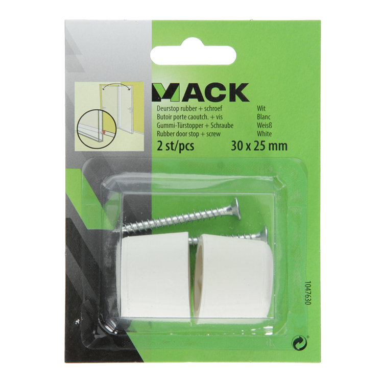 Afbeelding laden in galerijviewer, Mack 1047630 - deurstop rubber + schroef wit 30 x 25 mm 2 st pcs | 6 stuks