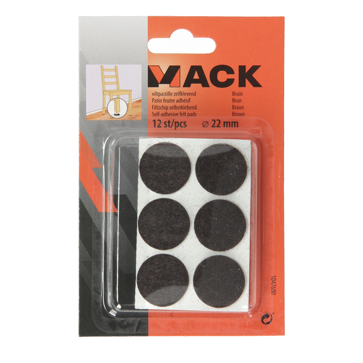Afbeelding laden in galerijviewer, Mack 1047680 - viltpastille zelfklevend bruin ø 22 mm 12 st pcs | 12 stuks