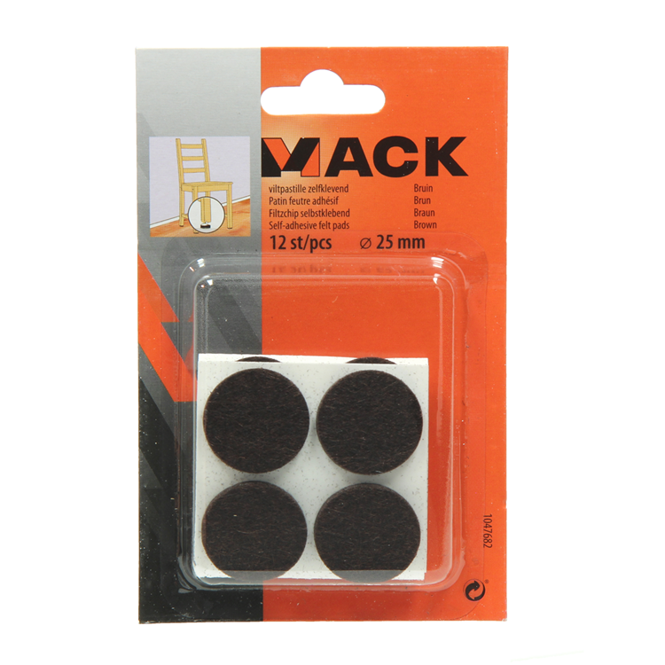 Afbeelding laden in galerijviewer, Mack 1047682 - viltpastille zelfklevend bruin ø 25 mm 12 st pcs | 12 stuks