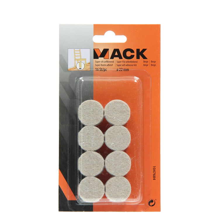 Afbeelding laden in galerijviewer, Mack 1047684 - super-vilt zelfklevend beige ø 22 mm 16 st pcs | 12 stuks