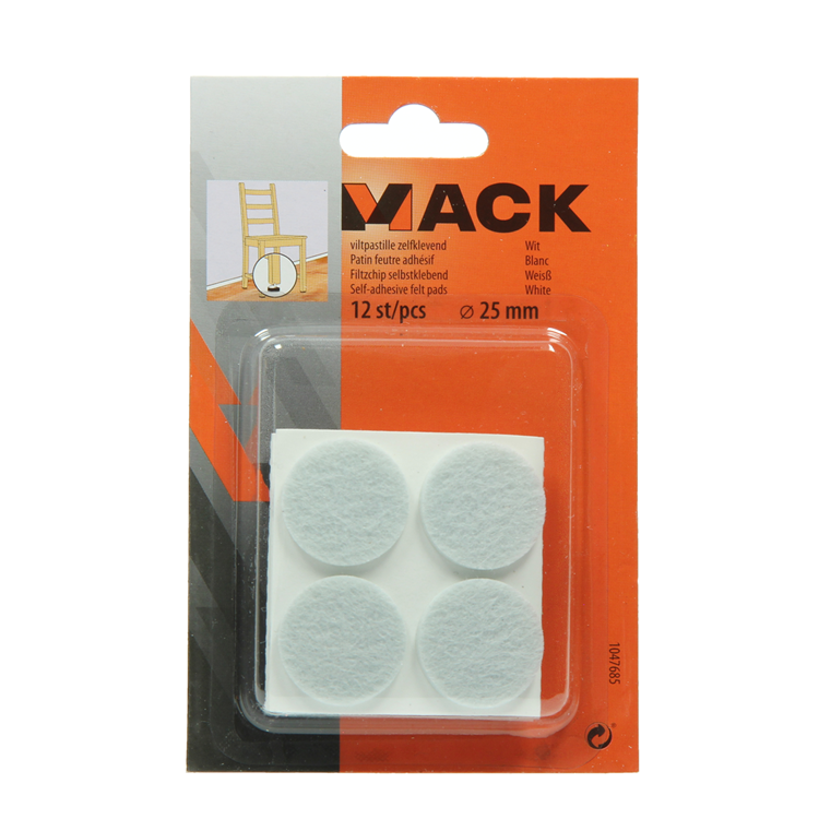 Afbeelding laden in galerijviewer, Mack 1047685 - viltpastille zelfklevend wit ø 25 mm 12 st pcs | 12 stuks