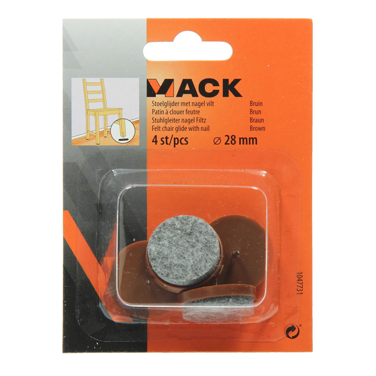 Chargez l'image dans la visionneuse de la galerie, Mack 1047731 - stoelglijder met nagel vilt bruin ø 28 mm 4 st pcs | 6 stuks