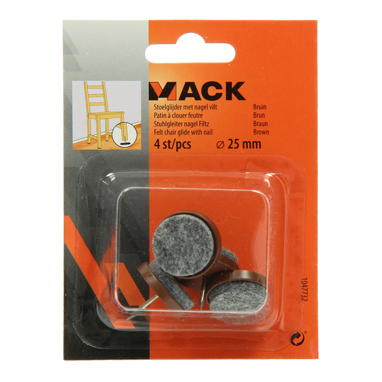 ギャラリービューアに画像をロードする, Mack 1047732 - stoelglijder met nagel vilt bruin ø 25 mm 4 st pcs | 6 stuks