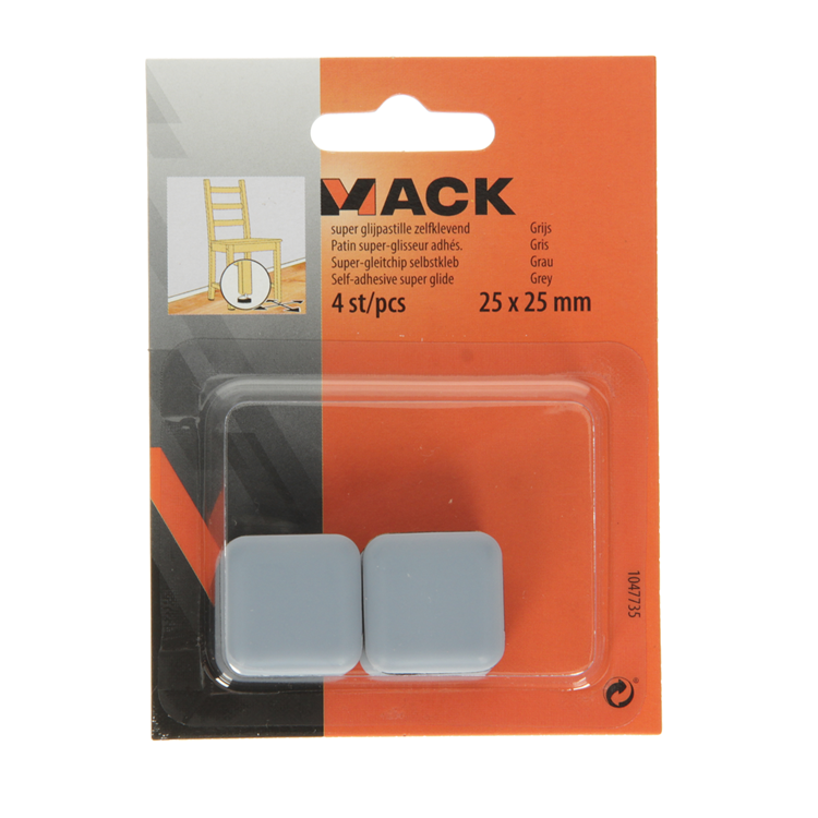 Chargez l'image dans la visionneuse de la galerie, Mack 1047735 - super glijpastille zelfklevendgrijs 25 x 25 mm 4 st pcs | 12 stuks