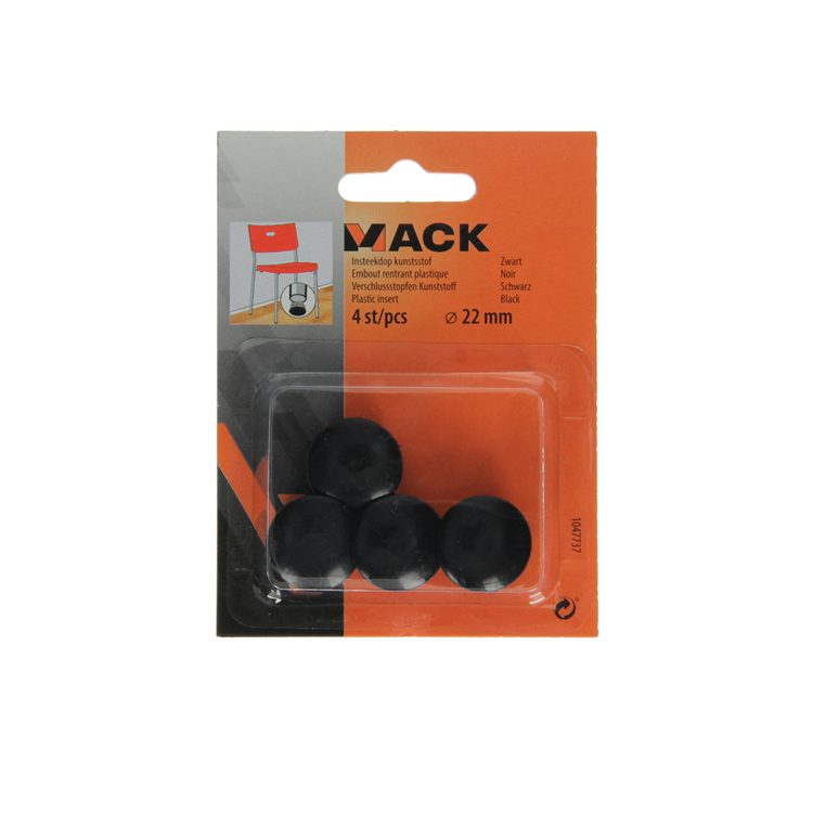 Afbeelding laden in galerijviewer, Mack 1047737 - insteekdop kunstsstof zwart ø 22 mm 4 st pcs | 6 stuks