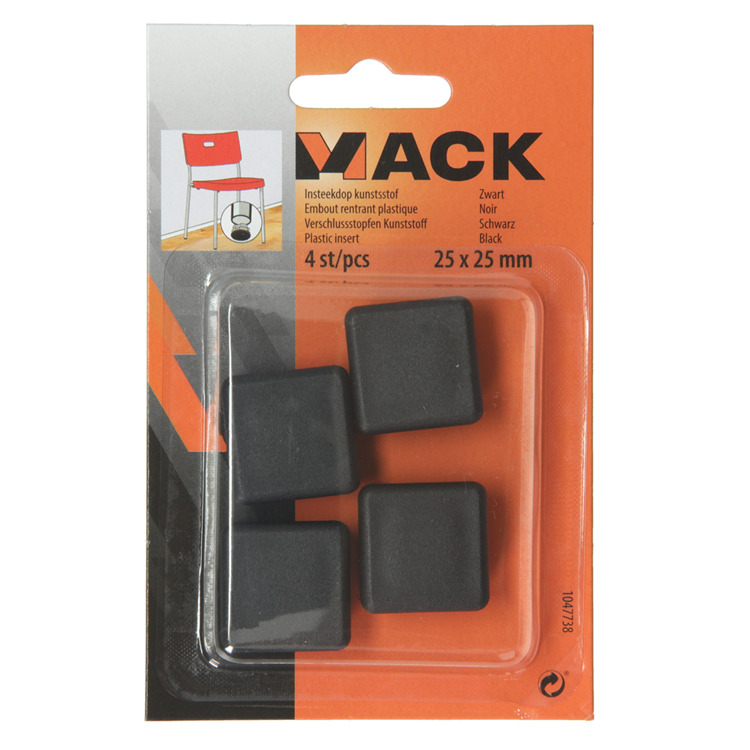 Afbeelding laden in galerijviewer, Mack 1047738 - insteekdop kunstsstof zwart 25 x 25 mm 4 st pcs | 6 stuks
