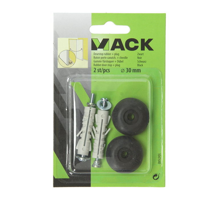 Afbeelding laden in galerijviewer, Mack 1047640 - deurstop rubber + plug zwart ø 30 mm 2 st pcs | 6 stuks