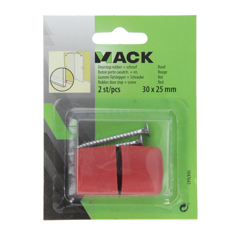 ギャラリービューアに画像をロードする, Mack 1047643 - deurstop rubber + schroef rood 30 x 25 mm 2 st pcs | 6 stuks