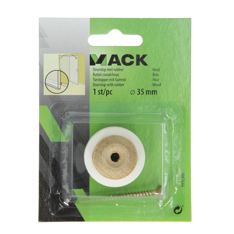 ギャラリービューアに画像をロードする, Mack 1047644 - deurstop met rubber hout ø 35 mm 1 st pc | 6 stuks