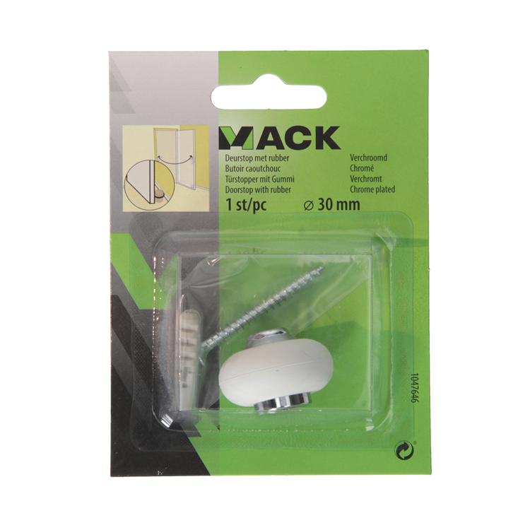 Afbeelding laden in galerijviewer, Mack 1047646 - deurstop met rubber verchroomd ø 30 mm 1 st pc | 6 stuks