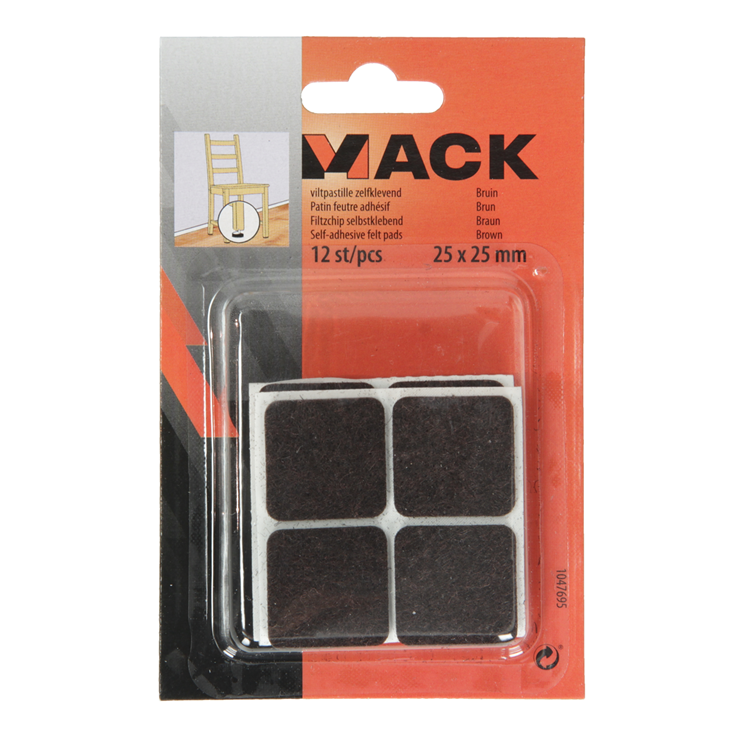 ギャラリービューアに画像をロードする, Mack 1047695 - viltpastille zelfklevend bruin 25 x 25 mm 12 st pcs | 12 stuks