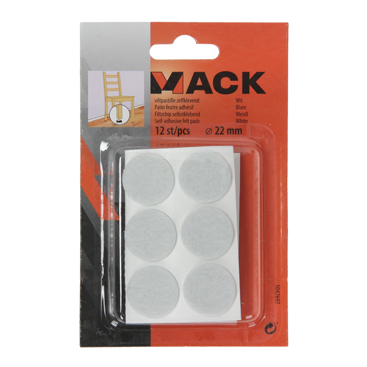 ギャラリービューアに画像をロードする, Mack 1047697 - viltpastille zelfklevend wit ø 22 mm 12 st pcs | 12 stuks