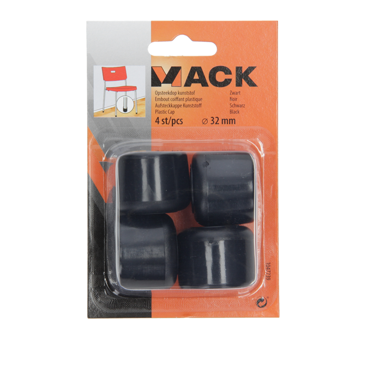 Afbeelding laden in galerijviewer, Mack 1047739 - opsteekdop kunststof zwart ø 32 mm 4 st pcs | 6 stuks