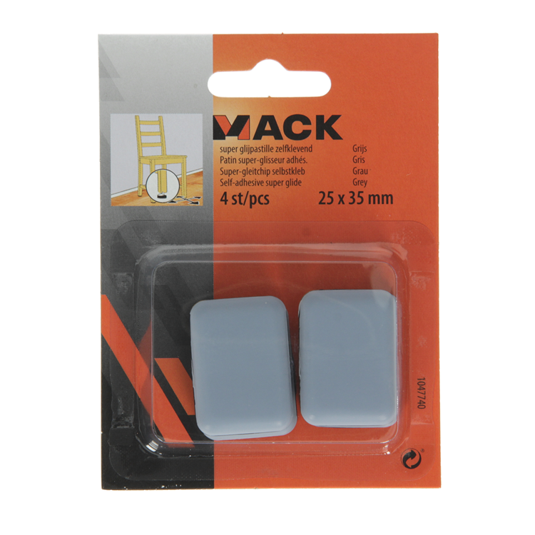 ギャラリービューアに画像をロードする, Mack 1047740 - super glijpastille zelfklevendgrijs 25 x 35 mm 4 st pcs | 12 stuks