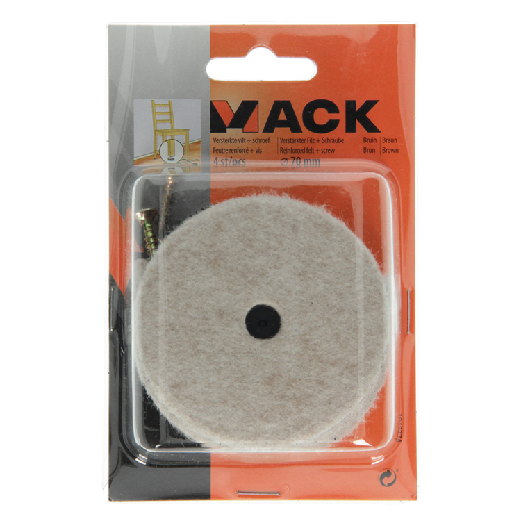 Afbeelding laden in galerijviewer, Mack 1048774 - versterkte vilt + schroef bruin ø 70 mm 4 st pcs | 6 stuks