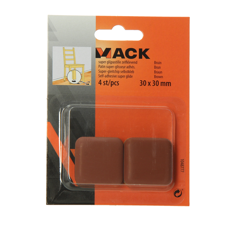 Afbeelding laden in galerijviewer, Mack 1048777 - super glijpastille zelfklevendbruin 30 x 30 mm 4 st pcs | 12 stuks
