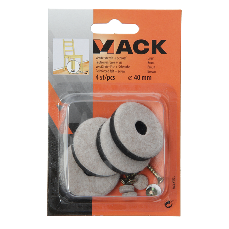 Afbeelding laden in galerijviewer, Mack 1048779 - versterkte vilt + schroef bruin ø 40 mm 4 st pcs | 6 stuks