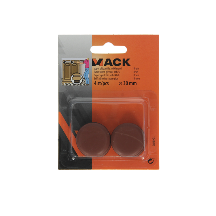Afbeelding laden in galerijviewer, Mack 1048780 - super glijpastille zelfklevendbruin ø 30 mm 4 st pcs | 12 stuks