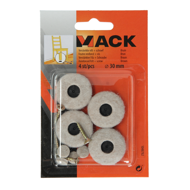 Afbeelding laden in galerijviewer, Mack 1048782 - versterkte vilt + schroef bruin ø 30 mm 4 st pcs | 6 stuks