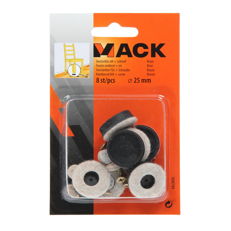Afbeelding laden in galerijviewer, Mack 1048784 - versterkte vilt + schroef bruin ø 25 mm 8 st pcs | 6 stuks