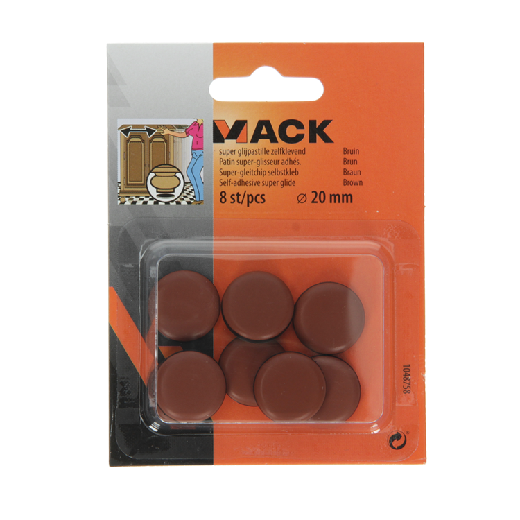 Afbeelding laden in galerijviewer, Mack 1048758 - super glijpastille zelfklevendbruin ø 20 mm 8 st pcs | 12 stuks