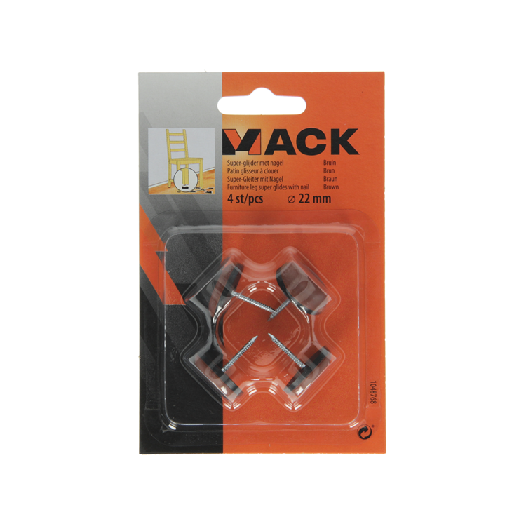 Afbeelding laden in galerijviewer, Mack 1048768 - super-glijder met nagel bruin ø 22 mm 4 st pcs | 6 stuks