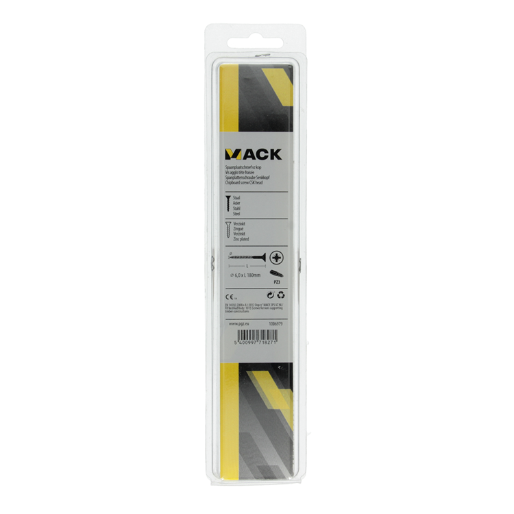 Afbeelding laden in galerijviewer, Mack 1006979 - spaanplaatschroef vz kop geelverzinkt 4st 6 x 180mm | 10 stuks