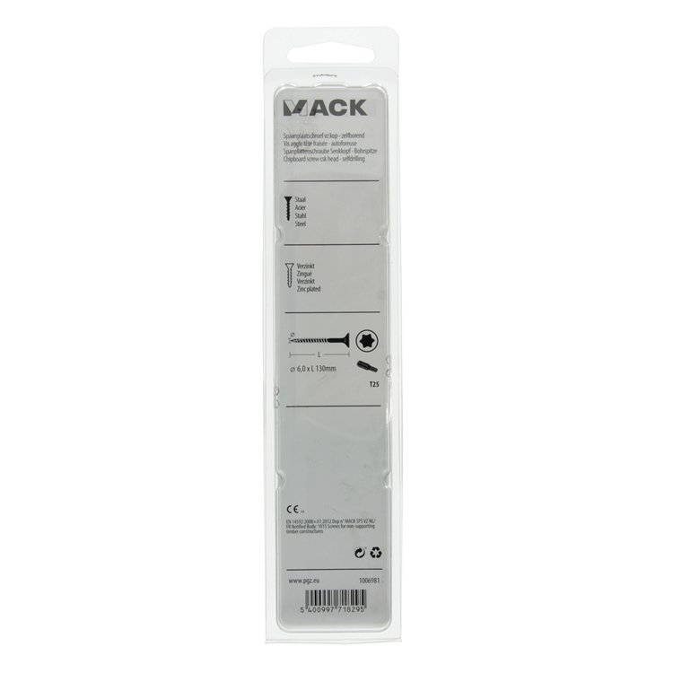 Afbeelding laden in galerijviewer, Mack 1006981 - spaanplschrf. vzkop-zelfb geelverzinkt 4st 6 x 130mm | 10 stuks