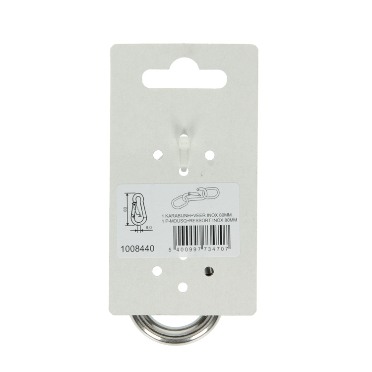 Afbeelding laden in galerijviewer, Mack 1008440 - 1 karabijnhaak + veer 8 x 80mm inox | 10 stuks