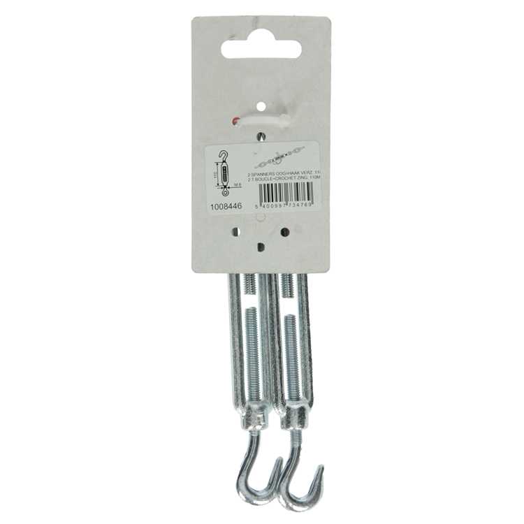 Afbeelding laden in galerijviewer, Mack 1008446 - 2 spanners oog + haak m6 x 110mm verzinkt | 10 stuks