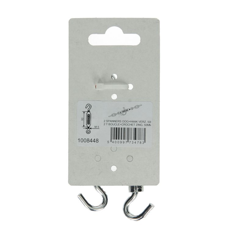 Afbeelding laden in galerijviewer, Mack 1008448 - 2 spanners oog + haak m5 x 50mm verzinkt | 10 stuks