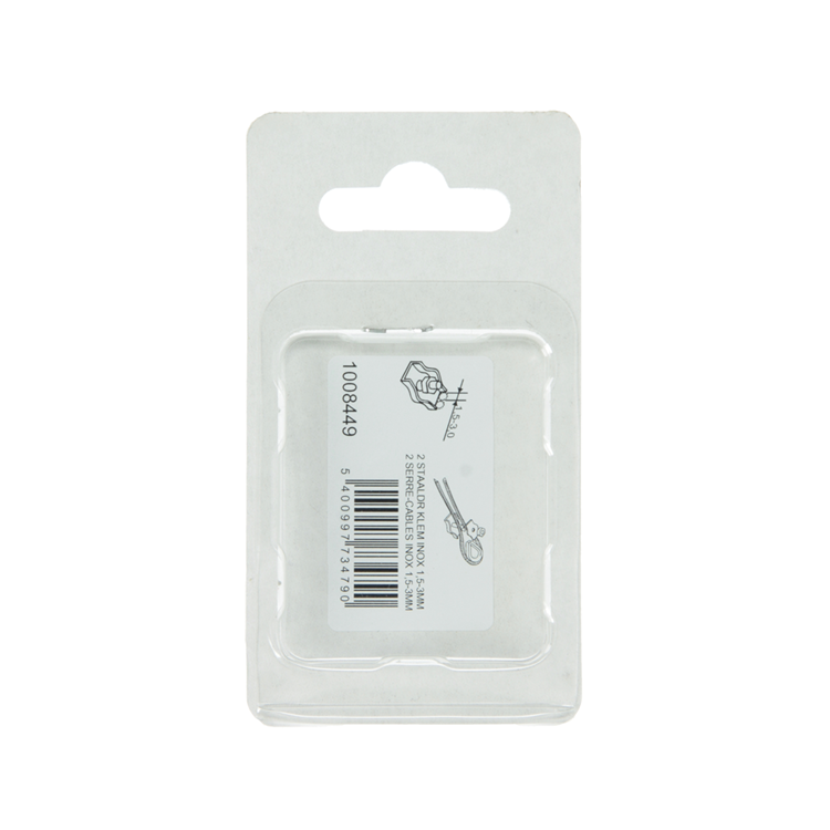 Afbeelding laden in galerijviewer, Mack 1008449 - 2 staaldraadklemmen 3mm simplex inox | 10 stuks