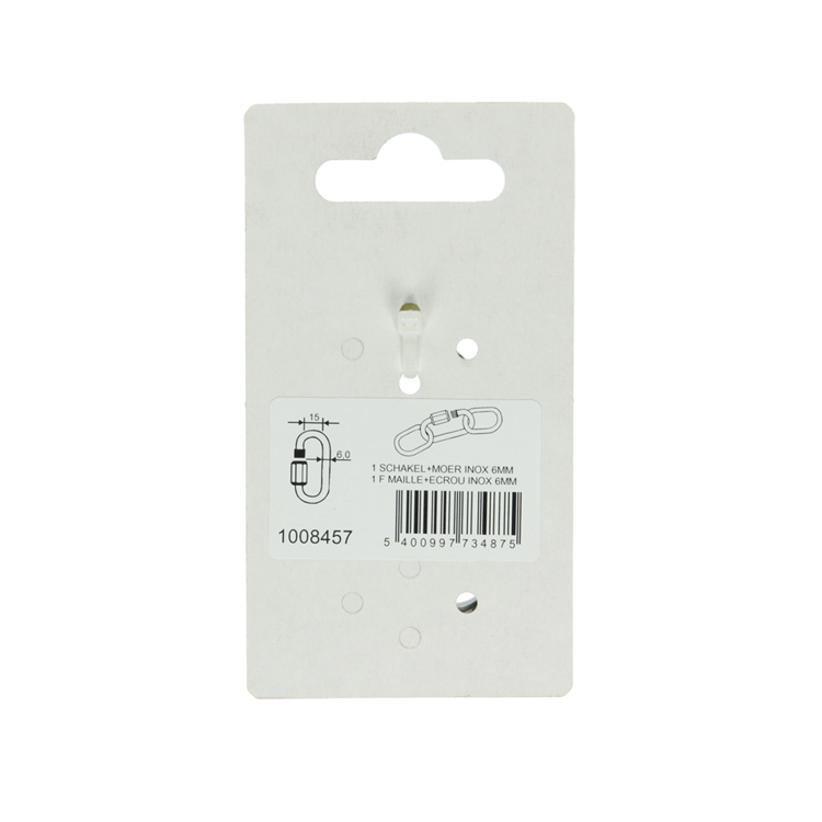 Afbeelding laden in galerijviewer, Mack 1008457 - 1 loze schakel + moer 6mm inox | 10 stuks