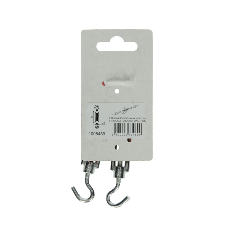 Afbeelding laden in galerijviewer, Mack 1008459 - 2 spanners oog + haak m5 x 70mm verzinkt | 10 stuks