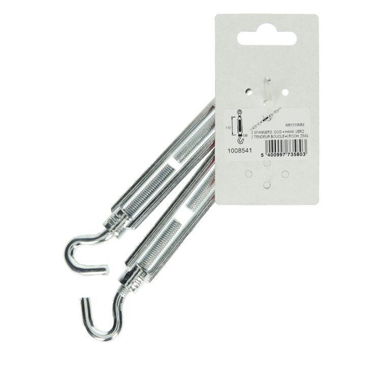 Afbeelding laden in galerijviewer, Mack 1008541 - 2 spanners oog + haak m8 x 110mm verzinkt | 10 stuks