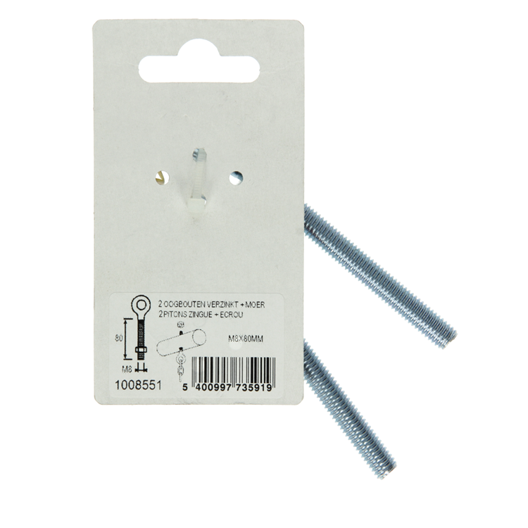 Afbeelding laden in galerijviewer, Mack 1008551 - 2 oogbouten + moer m8 x 80mm verzinkt | 10 stuks