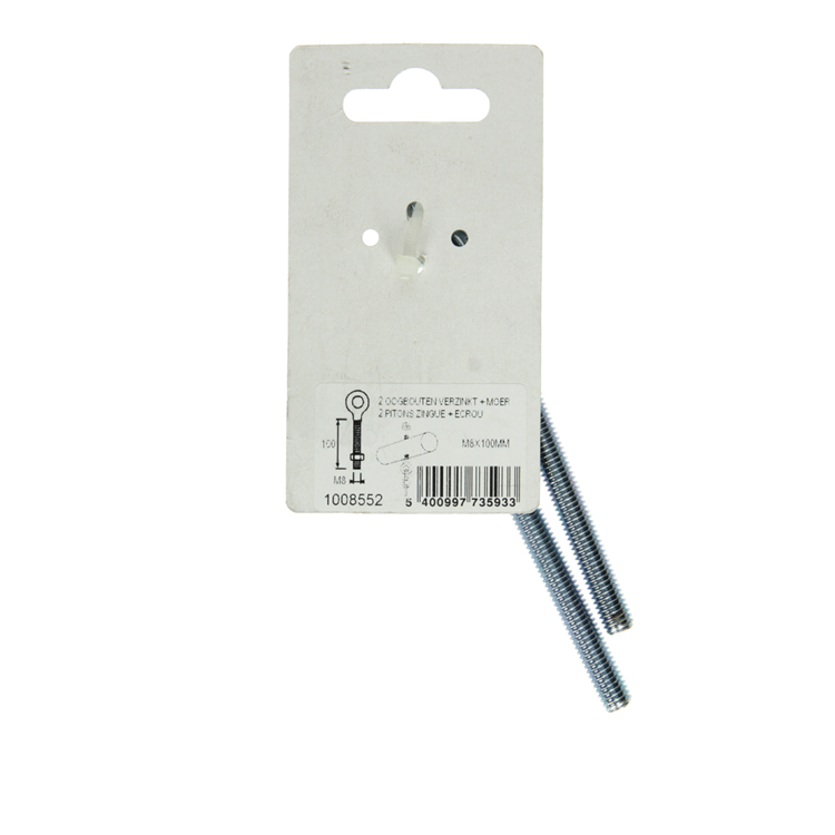 Afbeelding laden in galerijviewer, Mack 1008552 - 2 oogbouten + moer m8 x 100mm verzinkt | 10 stuks