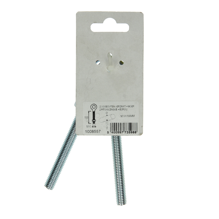 Afbeelding laden in galerijviewer, Mack 1008557 - 2 oogbouten + moer m10 x 100mm verzinkt | 10 stuks