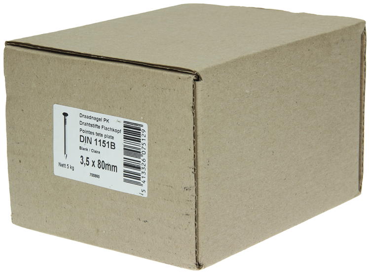 Afbeelding laden in galerijviewer, 1015650 - doos 5 kg. nagels platte kop 3,5x80 mm | 3 stuks
