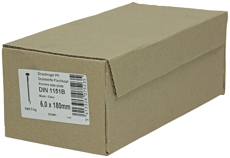 Afbeelding laden in galerijviewer, 1015661 - doos 5 kg. nagels platte kop 6,0x180 mm | 3 stuks