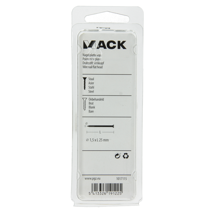Afbeelding laden in galerijviewer, Mack 1017115 - nagel platte kop 100 gr 1,5 x 25 mm | 5 stuks
