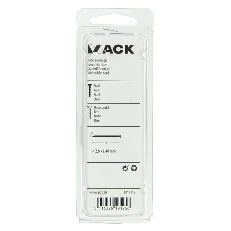 Afbeelding laden in galerijviewer, Mack 1017118 - nagel platte kop 100 gr 2,0 x 40 mm | 5 stuks