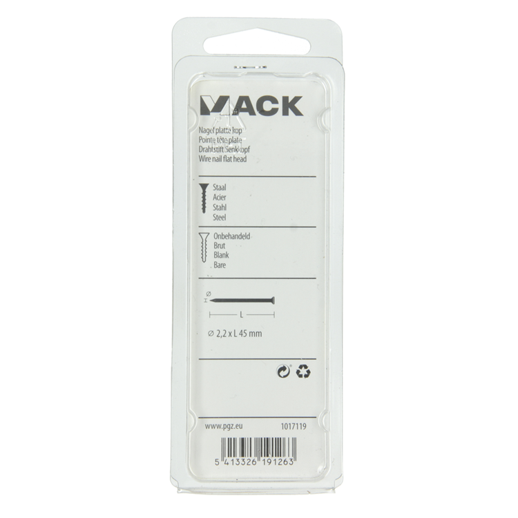 Afbeelding laden in galerijviewer, Mack 1017119 - nagel platte kop 100 gr 2,2 x 45 mm | 5 stuks