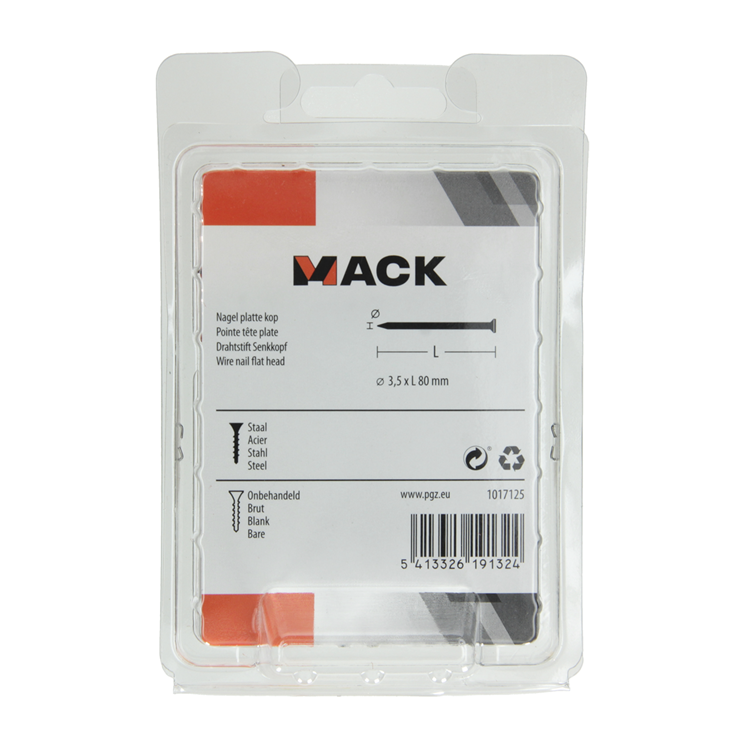 Afbeelding laden in galerijviewer, Mack 1017125 - nagel platte kop 180 gr 3,5 x 80 mm | 5 stuks