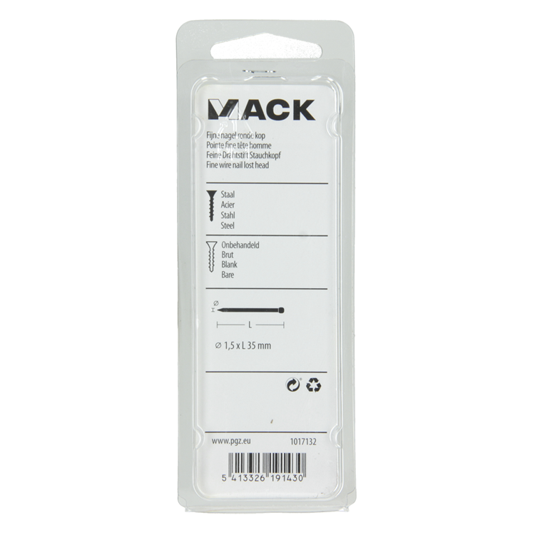 Afbeelding laden in galerijviewer, Mack 1017132 - fijne nagel ronde kop 85 gr 1,5 x 35 mm | 5 stuks