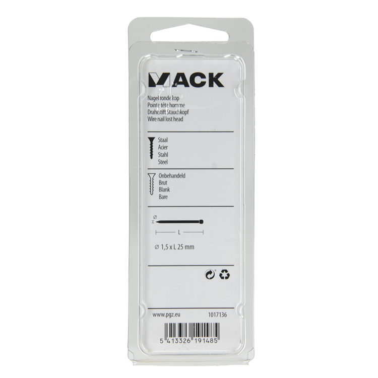 Afbeelding laden in galerijviewer, Mack 1017136 - nagel ronde kop 100 gr 1,5 x 25 mm | 5 stuks