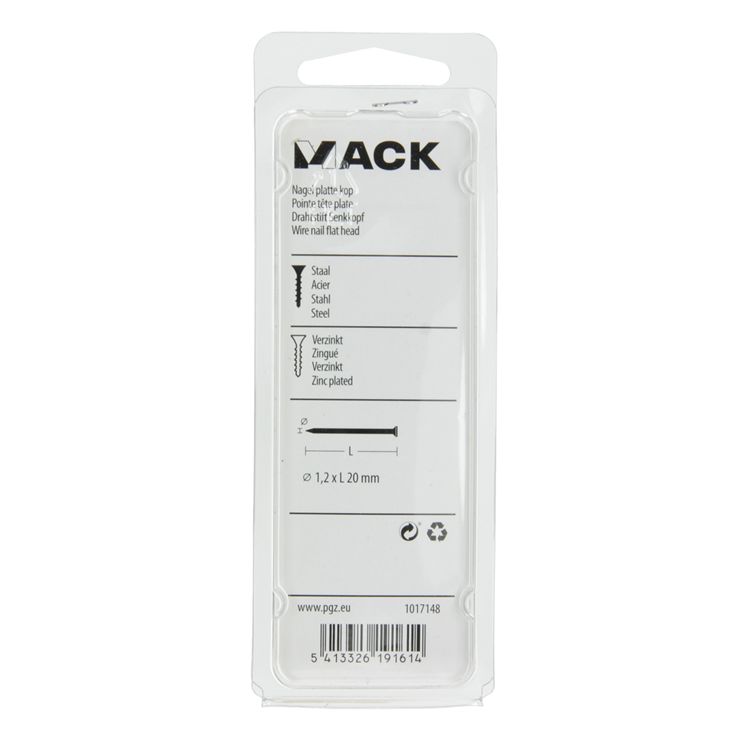 ギャラリービューアに画像をロードする, Mack 1017148 - nagel platte kop staal verzinkt 100 gr 1,2 x 20 mm | 5 stuks