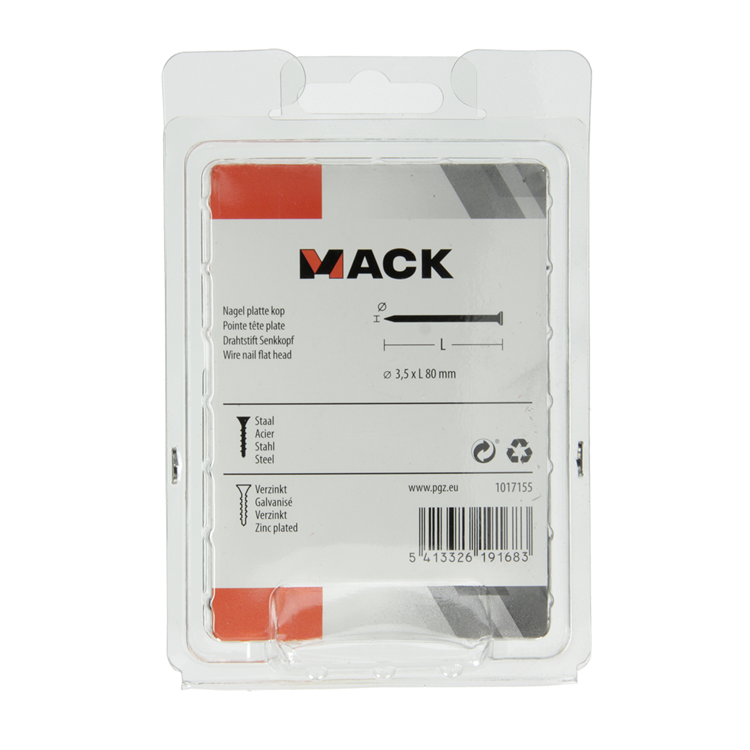 Afbeelding laden in galerijviewer, Mack 1017155 - nagel platte kop staal verzinkt 125 gr 3,5 x 80 mm | 5 stuks